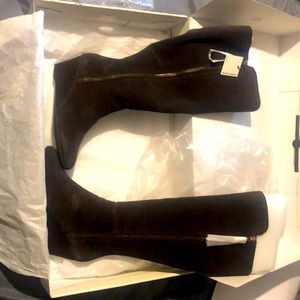 Anne Klein Alanna Wedge Boot Wide Calf Suede NWT AND BOX